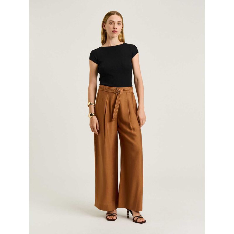 Veronika Maine Washer Lyocell Straight Leg Belted Straight Leg Pant image number 3